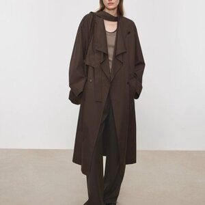 CHICJOC Ribbon Collar Trench Coat